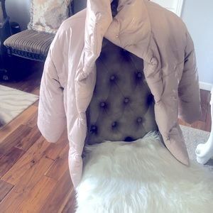 Nanushka Baby Pink Vegan Leather Puffer.